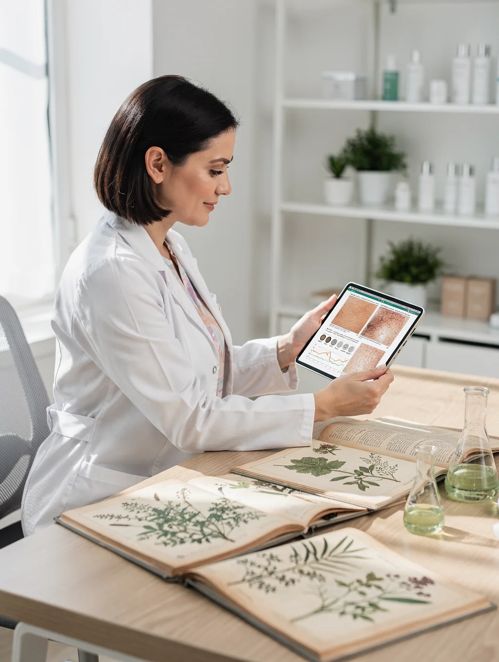 Cherie Miranda reviewing functional health diagnostic reports